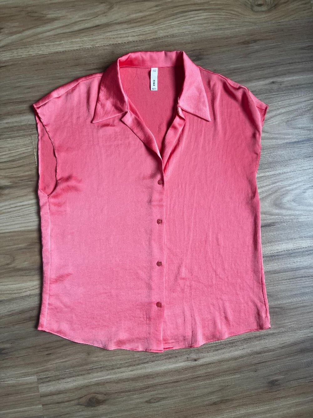 Mango Short-Sleeved Blouse in Coral